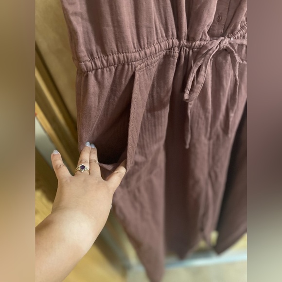 NWT Old Navy Womens Jumpsuit Tie Waist Twill Brown Mauve Wide Leg Romper XXL - Picture 3 of 7